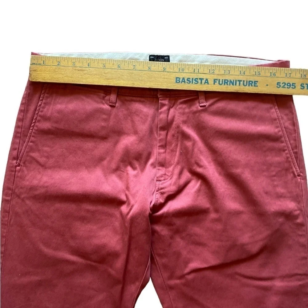 J Crew Mens Bleecker Chino Pants Size 34/30 Red Salmon Cotton Stretch Flat Front